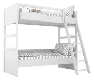 Bílá dětská patrová postel SIMONE se žebříkem a policí 90x200 cm Zvolte šuplík: Bez šuplíku