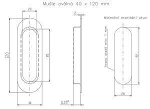 Mušle pro posuvné dveře ROSTEX oválná 120x40 mm (NEREZ MAT, ČERNÁ), NEREZ MAT, ROSTEX Nerez mat