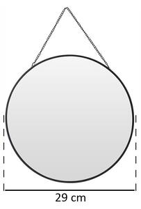 Kulaté nástěnné zrcadlo v černém rámu, 29 cm