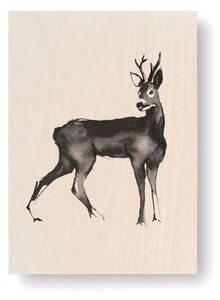Obrázek na dřevěné kartě Roe Deer 10x15 cm Teemu Järvi Illustrations