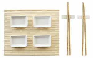13493 Sada na sushi DKD Home Decor Kov Bambus Bílý Přírodní Orientální 30 x 40 cm 28 x 22 x 2,5 cm (9 Kusy)