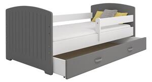Dětská postel Magdaléna 80x160 B5, šedá/bílá/šedá + rošt a matrace