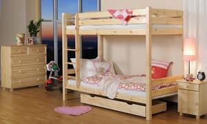 Dřevěná postel Patrová 90x200 + rošty ZDARMA - Borovice