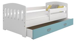 Dětská postel Magdaléna 80x160 B6, bílá/modrá + rošt a matrace