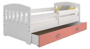 Dětská postel Magdaléna 80x160 B6, bílá/růžová + rošt a matrace