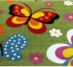 Dětský koberec Motýli zelený 120x170cm