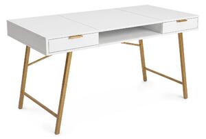 Ak furniture Psací stůl Arden 120 cm bílý/zlatý