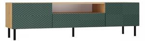 Široký TV stolek FREDO 3 - hnědý / zelený
