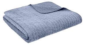 Modrý sametový prošívaný přehoz 240x260 cm Attica Velvet – Bianca