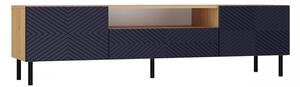 Široký TV stolek FREDO 3 - hnědý / modrý