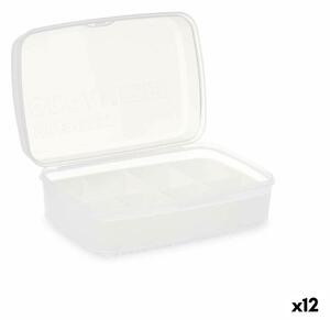 Kinvara Úložný box s víkem Bílý Transparentní Plastické 21,5 x 8,5 x 15 cm (12 kusů)