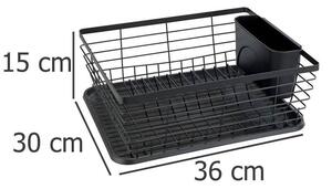 Odkapávač na nádobí DRIP, 36 x 30, černý, WENKO
