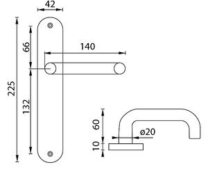 Dveřní kování MP Coslan-SO (BROUŠENÁ NEREZ), klika-klika, Otvor pro obyčejný klíč BB, MP BN (broušená nerez), 72 mm