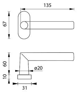 Dveřní kování MP Favorit - UOR (BROUŠENÁ NEREZ), klika-klika, Otvor na cylindrickou vložku PZ, MP BN (broušená nerez)