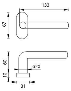 Dveřní kování MP Mona - UOR (BROUŠENÁ NEREZ), klika-klika, Otvor na cylindrickou vložku PZ, MP BN (broušená nerez)