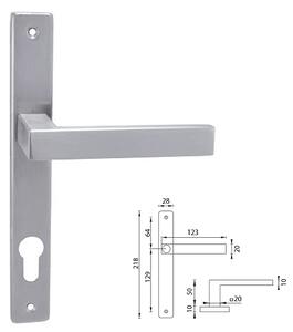 Dveřní kování MP Quadra - USH (BROUŠENÁ NEREZ), klika-klika, WC klíč, MP BN (broušená nerez), 72 mm