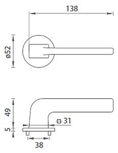Dveřní kování MP DARA - R 4007 5S (OC - ​​Chrom lesklý), klika-klika, Bez spodní rozety, MP OC (chrom lesklý)
