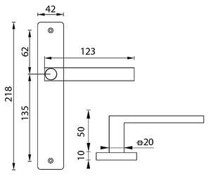 Dveřní kování MP Quadra - SH (BN - Broušená nerez), klika-klika, Otvor pro obyčejný klíč BB, MP BN (broušená nerez), 90 mm