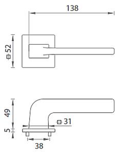 Dveřní kování MP Dara HR 4007Q 5 S (OCS - Chrom broušený ), klika-klika, Bez spodní rozety, MP OCS (chrom broušený)