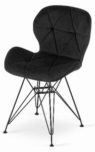 Sametová židle Paris černá s černými nohami
