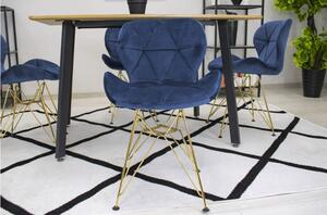 Sametová židle Paris modrá se zlatými nohami