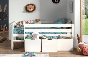 Bílá borovicová patrová postel Vipack Pino I. 90 x 200 cm