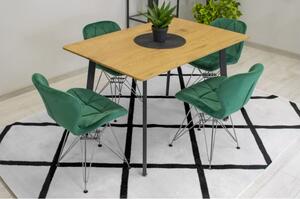 Sametová židle Paris zelená se stříbrnými nohami