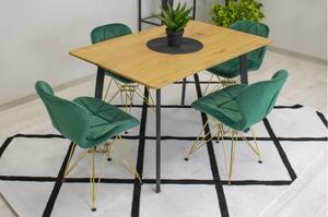 Sametová židle Paris zelená se zlatými nohami
