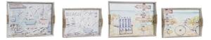 Sada podnosů DKD Home Decor Námořnická modrá Vícebarevný 40 x 30 x 6 cm Dřevo MDF Středomoří (2 kusů)