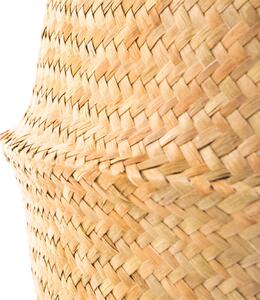 Úložný dekorativní košík z mořské trávy, O 31 cm, bílé třásně