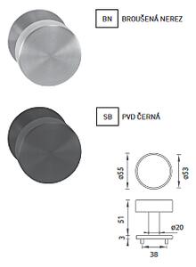 Dveřní kování MP Koule - R 3SM, koule pevná (broušená nerez), KP koule pevná kus, MP BN (broušená nerez)