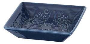 Miska na mýdlo, modrá s rustikálním vzorem, keramická, 10,5 x 10,5 x 2,5 cm, WENKO