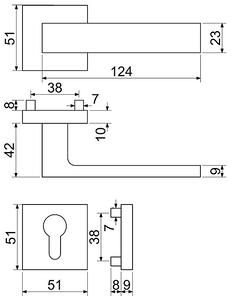 Dveřní kování RICHTER Torino (ČM), klika-klika, Otvor na cylindrickou vložku PZ, RICHTER Černá matná