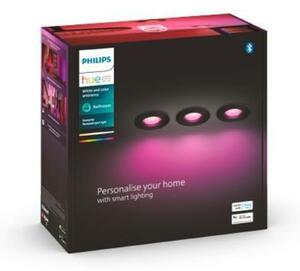 Philips HUE WACA Xamento podhledové LED svítidlo 3xGU10 5.7W 350lm 2000-6500K RGB IP44, černé