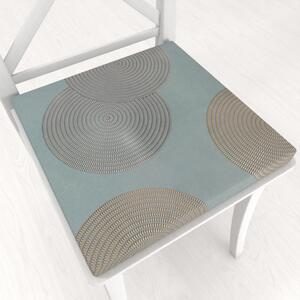 Biante Sametový čtvercový podsedák Tamara TMR-058 Designové kruhy na modrošedém - 38x38x3 cm