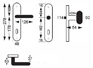 Dveřní kování Lienbacher Micado (antik šedá), klika-klika, Otvor pro obyčejný klíč BB, Lienbacher antik šedá, 72 mm