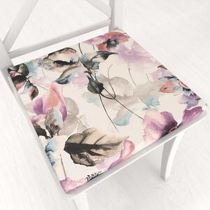 Biante Sametový čtvercový podsedák Tamara TMR-050 Abstraktní fialové květiny na smetanovém - 38x38x3 cm