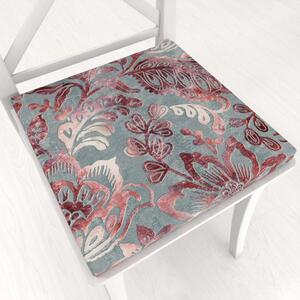 Biante Sametový čtvercový podsedák Tamara TMR-054 Abstraktní vínové květy na šedozeleném - 38x38x3 cm
