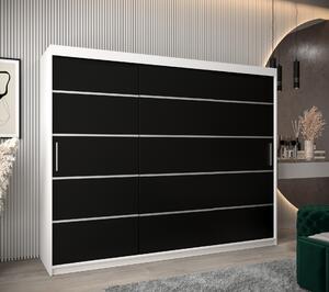 Šatní skříň Abi V1 Barva korpusu: Bílá, Rozměry: 250 cm, Dveře: Černá