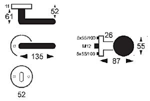 Dveřní kování Lienbacher Swing (nerez mat), klika levá / koule, Otvor na cylindrickou vložku PZ, Lienbacher nerez mat