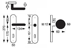Dveřní kování Lienbacher Agave 350 (stříbrnočerná), klika-klika, Otvor pro obyčejný klíč BB, Lienbacher kované, 72 mm