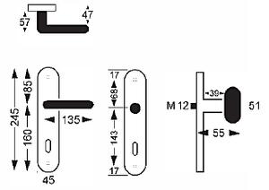 Ochranné kování Lienbacher Cottbus (nerez mat), klika levá / klika, Otvor na cylindrickou vložku PZ, Lienbacher nerez mat, 72 mm