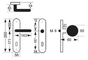 Dveřní kování Lienbacher Urban 349 (stříbrnočerná), klika-klika, Otvor pro obyčejný klíč BB, Lienbacher kované, 90 mm