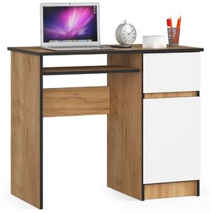 Ak furniture Psací stůl PIKSEL 90 cm dub craft zlatý/bílý pravý