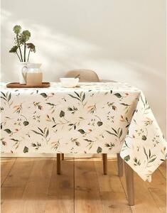 Voskovaný ubrus s potiskem Floral režná/zelená pr. 140 cm
