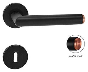 Dveřní kování MP Lucia Select - R (grafit černá+matná měď), klika-klika, Bez spodní rozety, MP BS (černá mat)
