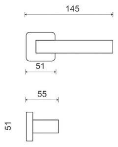 Dveřní kování TWIN ICE P 1540 HR (CM), klika/klika, hranatá rozeta, Hranatá rozeta s otvorem pro obyčejný klíč BB, Twin CM (černý mat)