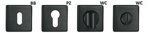Dveřní kování TWIN VIA-S HR C2124 (CM), klika/klika, hranatá rozeta, Hranatá rozeta s otvorem pro obyčejný klíč BB, Twin CM (černý mat)