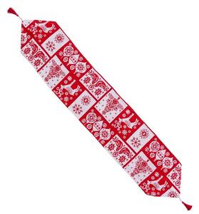 2249 Ubrus Vánoce Bílý Červený Polyester 180 x 33 cm