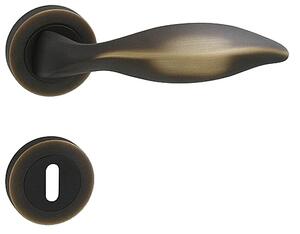 Dveřní kování MP Delfino - R (bronz mat.), klika-klika, Otvor pro obyčejný klíč BB, MP OGS (bronz česaný mat)